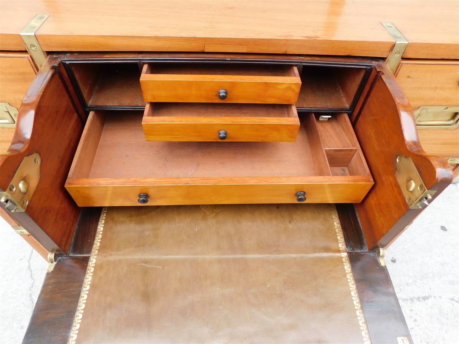 English Camphor Wood Military Campaign Chest with Fitted Interior Desk, C. 1810 For Sale 6