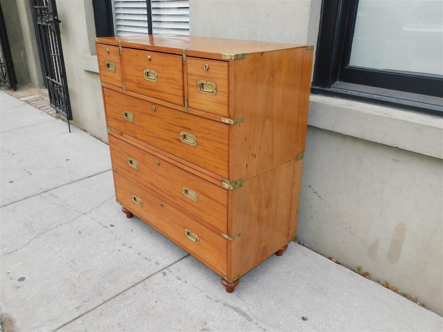 English Camphor Wood Military Campaign Chest with Fitted Interior Desk, C. 1810 In Excellent Condition For Sale In Charleston, SC
