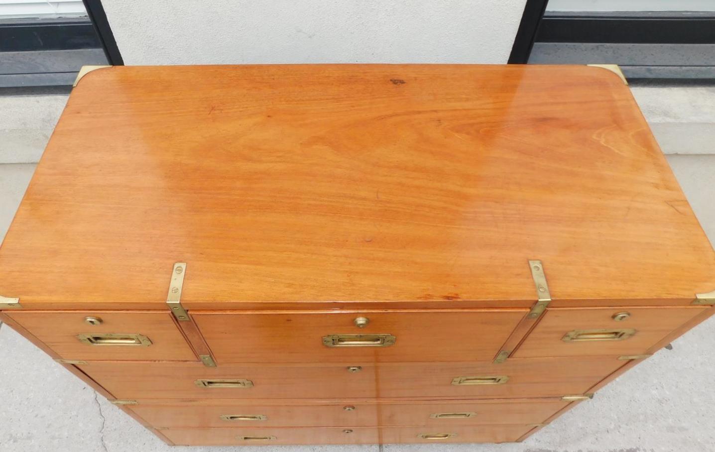 Early 19th Century English Camphor Wood Military Campaign Chest with Fitted Interior Desk, C. 1810 For Sale