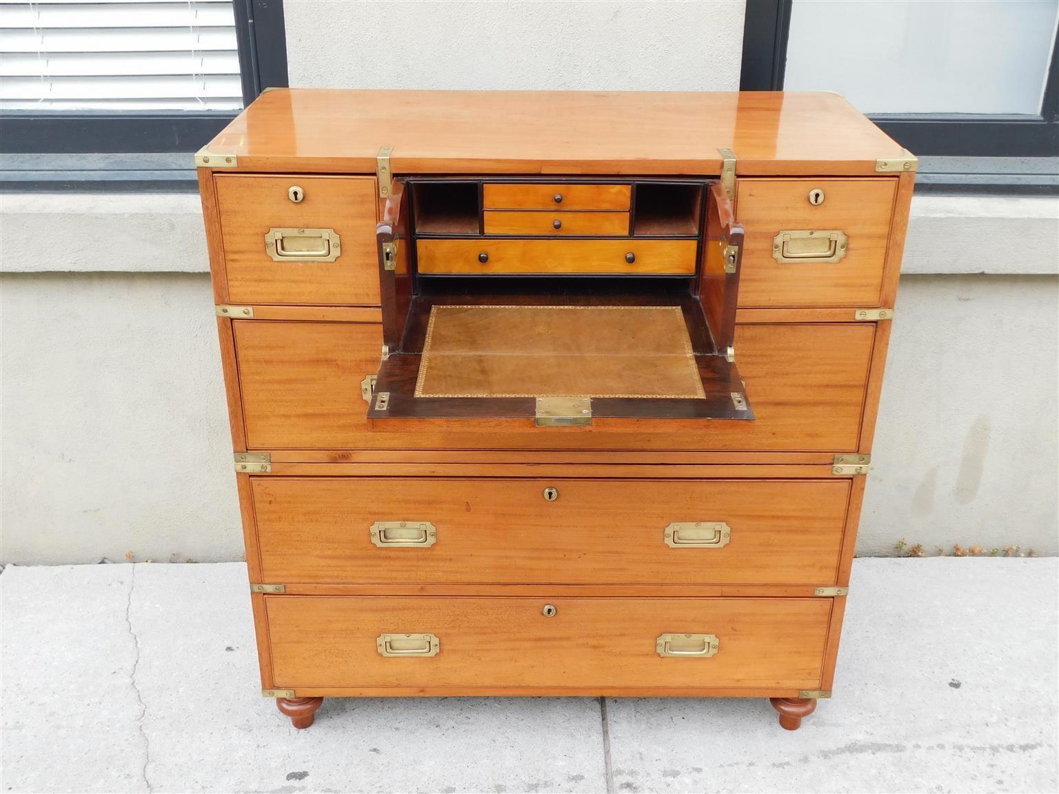 English Camphor Wood Military Campaign Chest with Fitted Interior Desk, C. 1810 For Sale 3