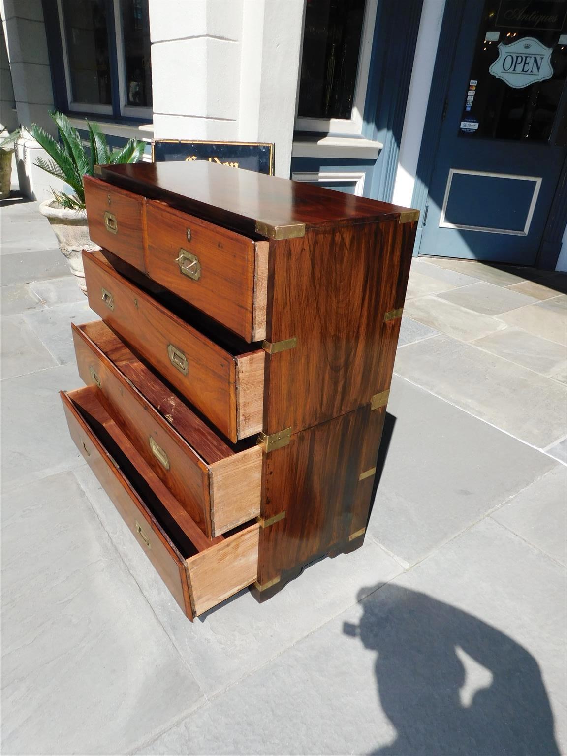 English Camphor Wood Military Campaign Chest with Recessed Brasses, C. 1820 For Sale 5