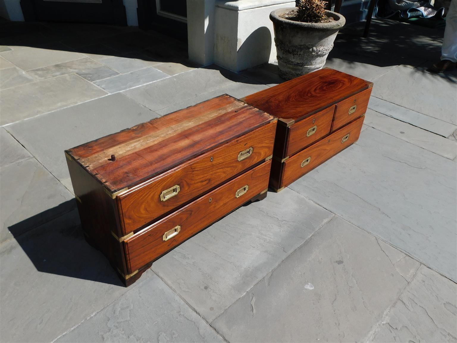 English Camphor Wood Military Campaign Chest with Recessed Brasses, C. 1820 For Sale 8