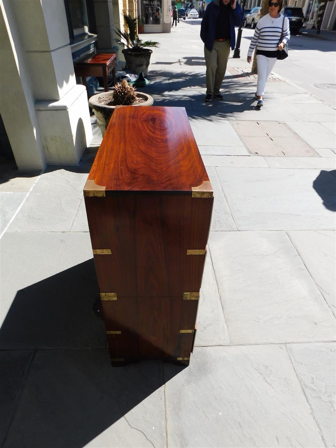 English Camphor Wood Military Campaign Chest with Recessed Brasses, C. 1820 In Excellent Condition For Sale In Hollywood, SC