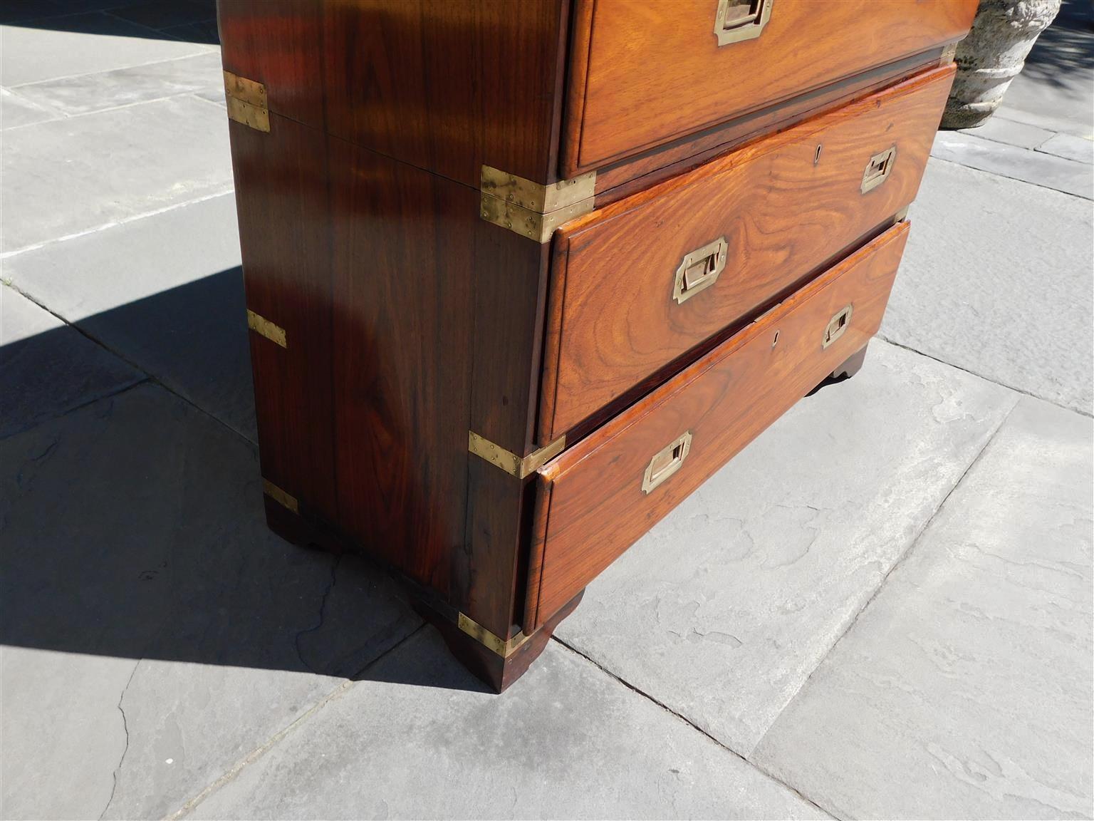 English Camphor Wood Military Campaign Chest with Recessed Brasses, C. 1820 For Sale 3