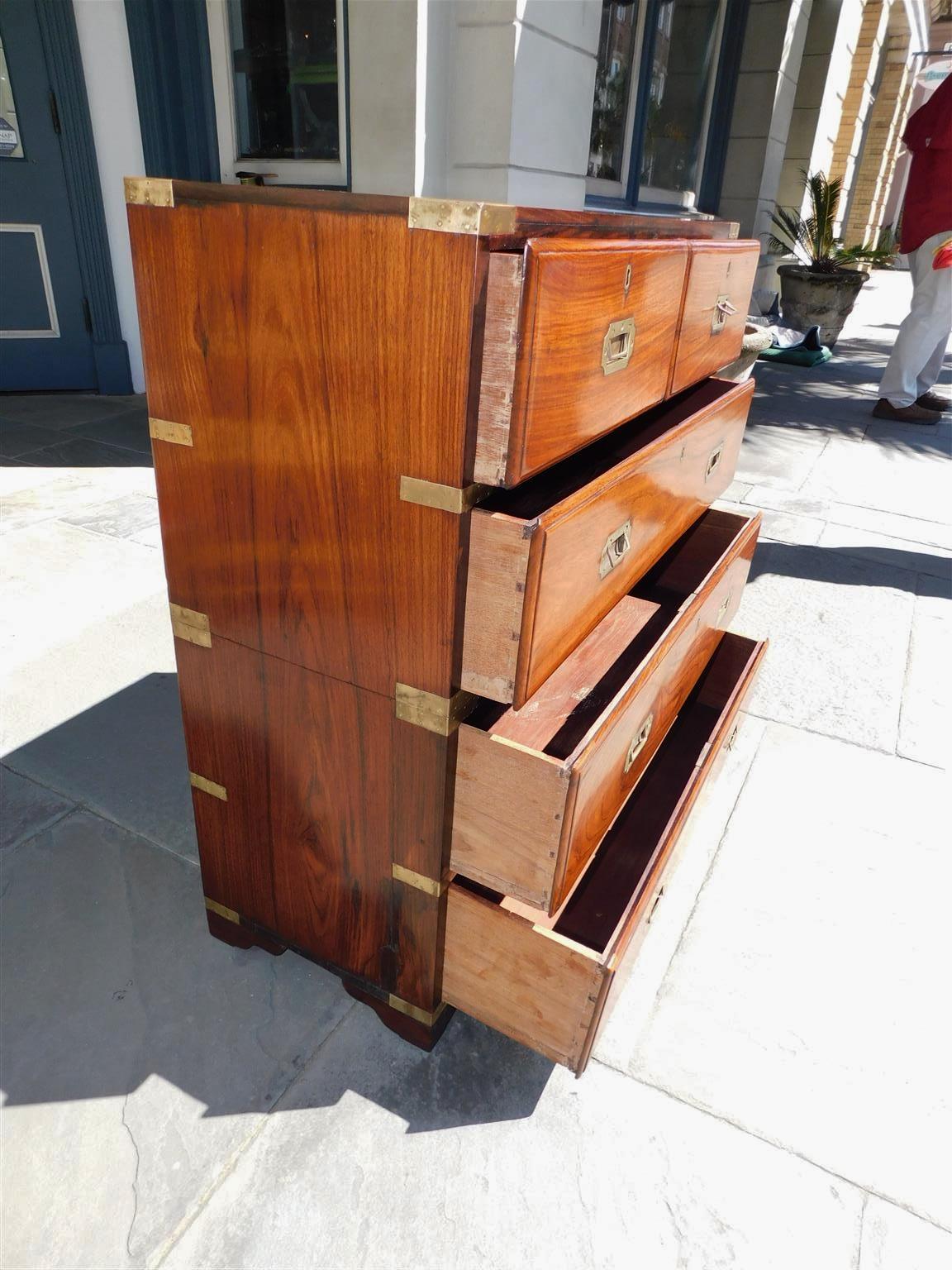English Camphor Wood Military Campaign Chest with Recessed Brasses, C. 1820 For Sale 4
