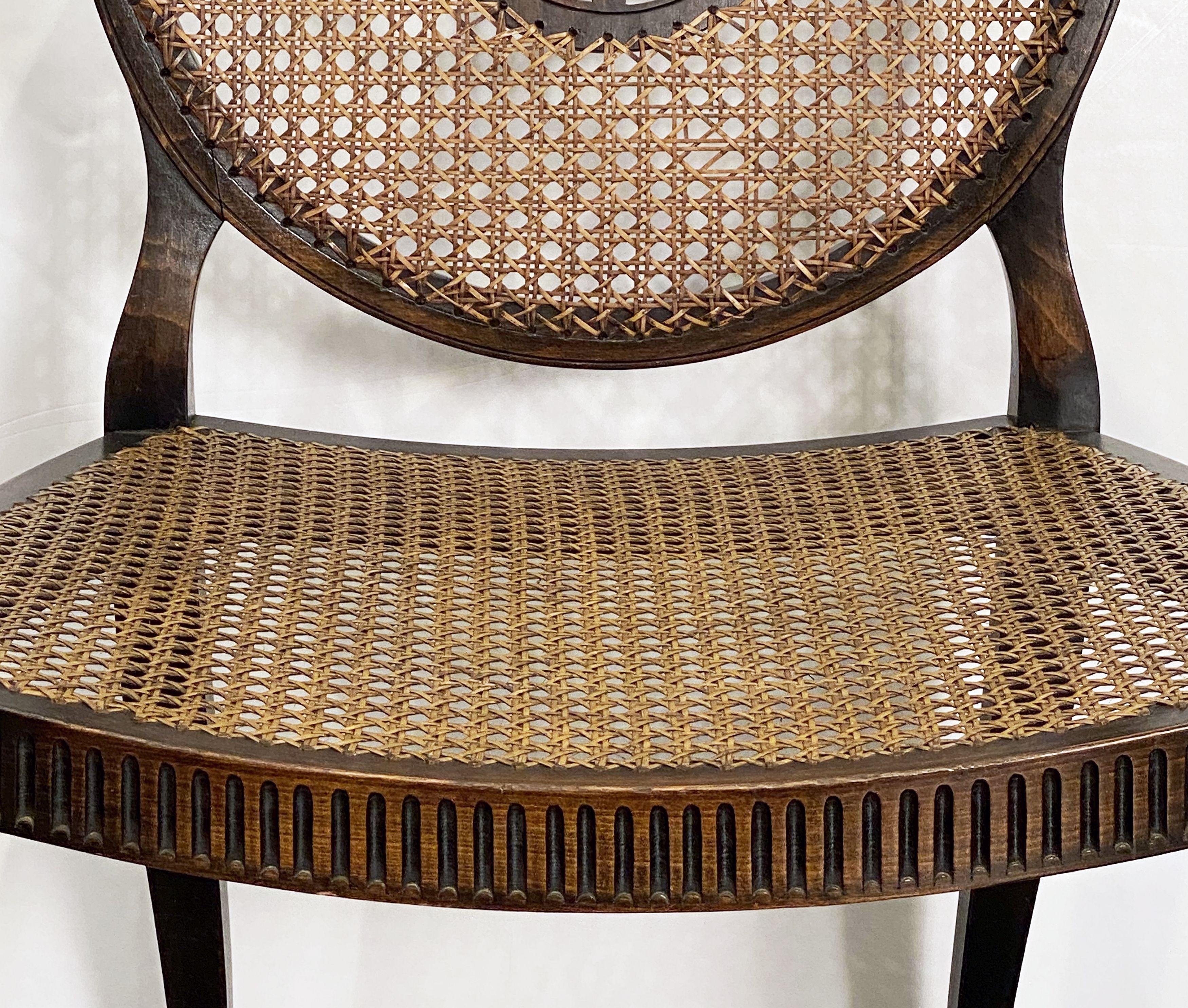 English Caned Bergere Armchairs of Mahogany, Individually Priced 6