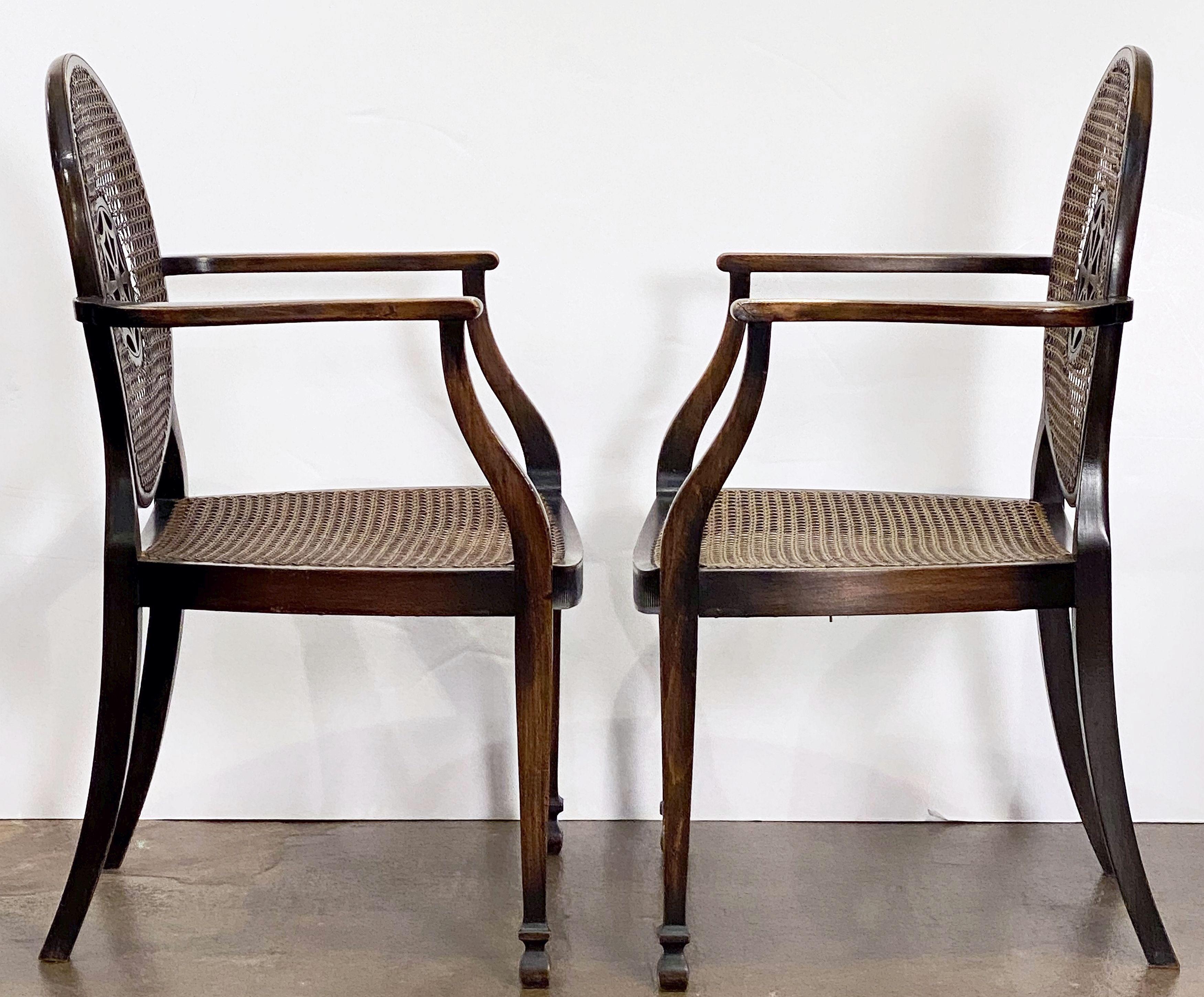 English Caned Bergere Armchairs of Mahogany, Individually Priced 10