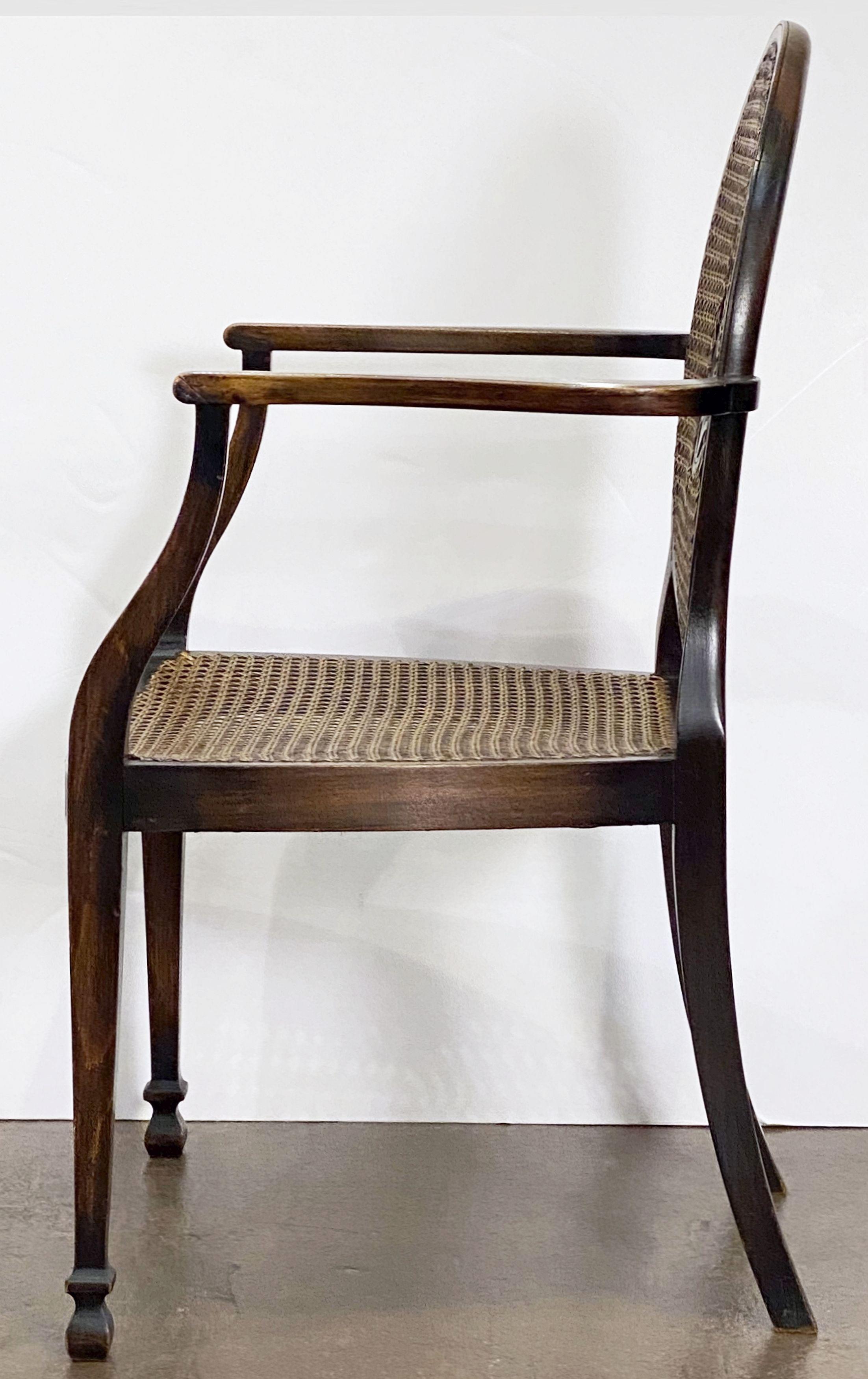 English Caned Bergere Armchairs of Mahogany, Individually Priced 11