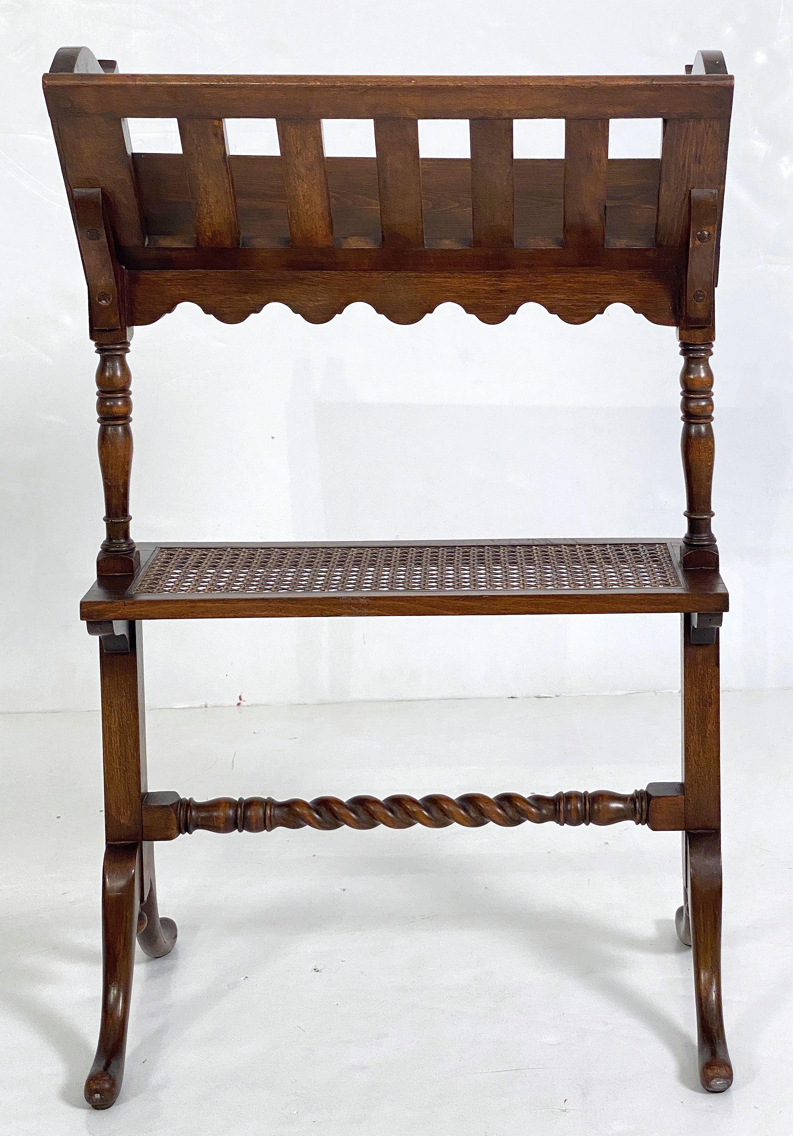 English Caned Bergere Book Trough on Stand of Beechwood from the Edwardian Era For Sale 3