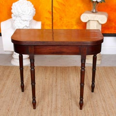 English Card Table 19th Century Mahogany Folding Inlaid Console Table