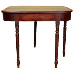 Antique English Card Table 19th Century Mahogany Folding Inlaid Console Table