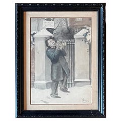 English Caricature Watercolour Painting 1902
