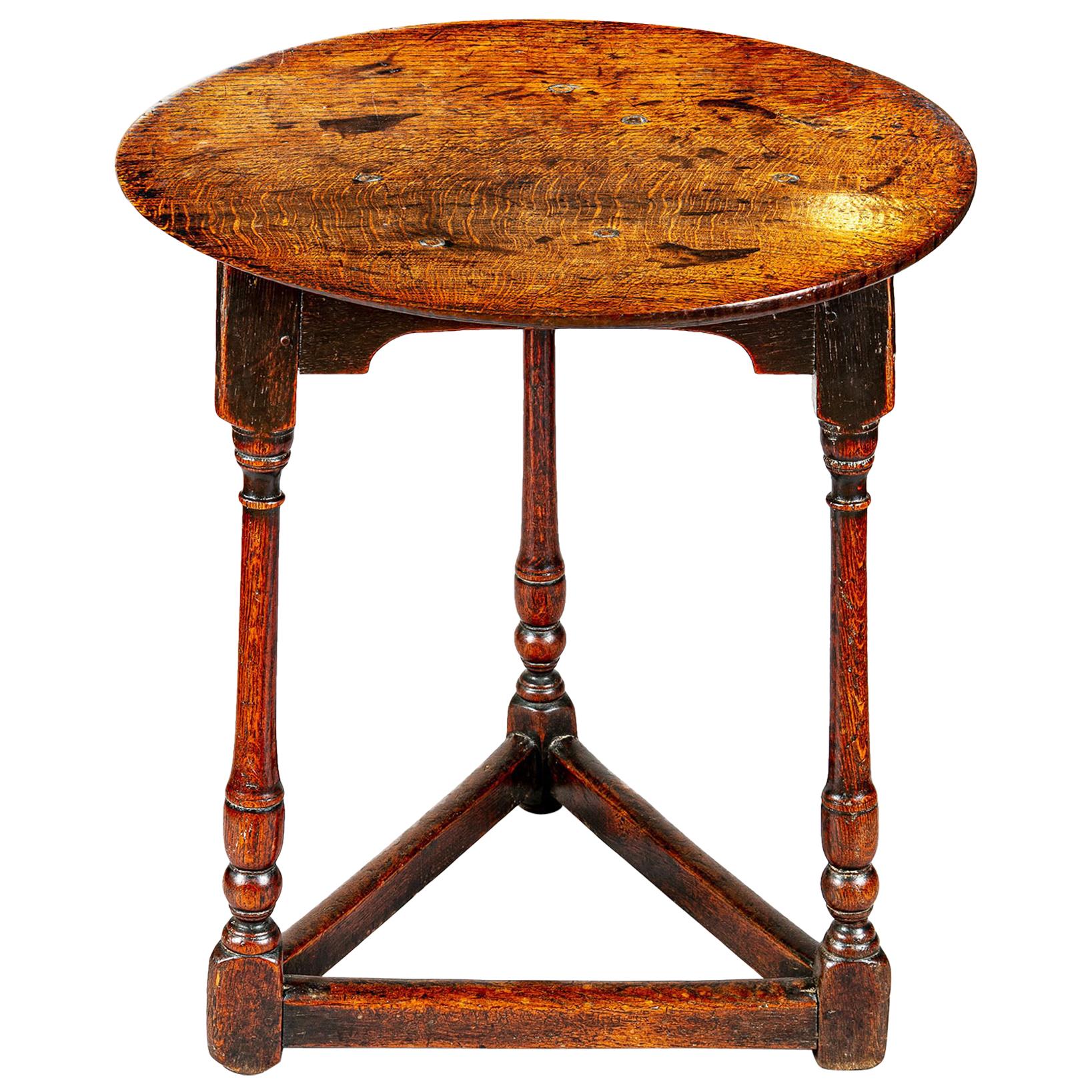 English Carolinian Oak Cricket Table, 17th Century