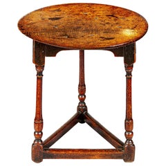 English Carolinian Oak Cricket Table, 17th Century