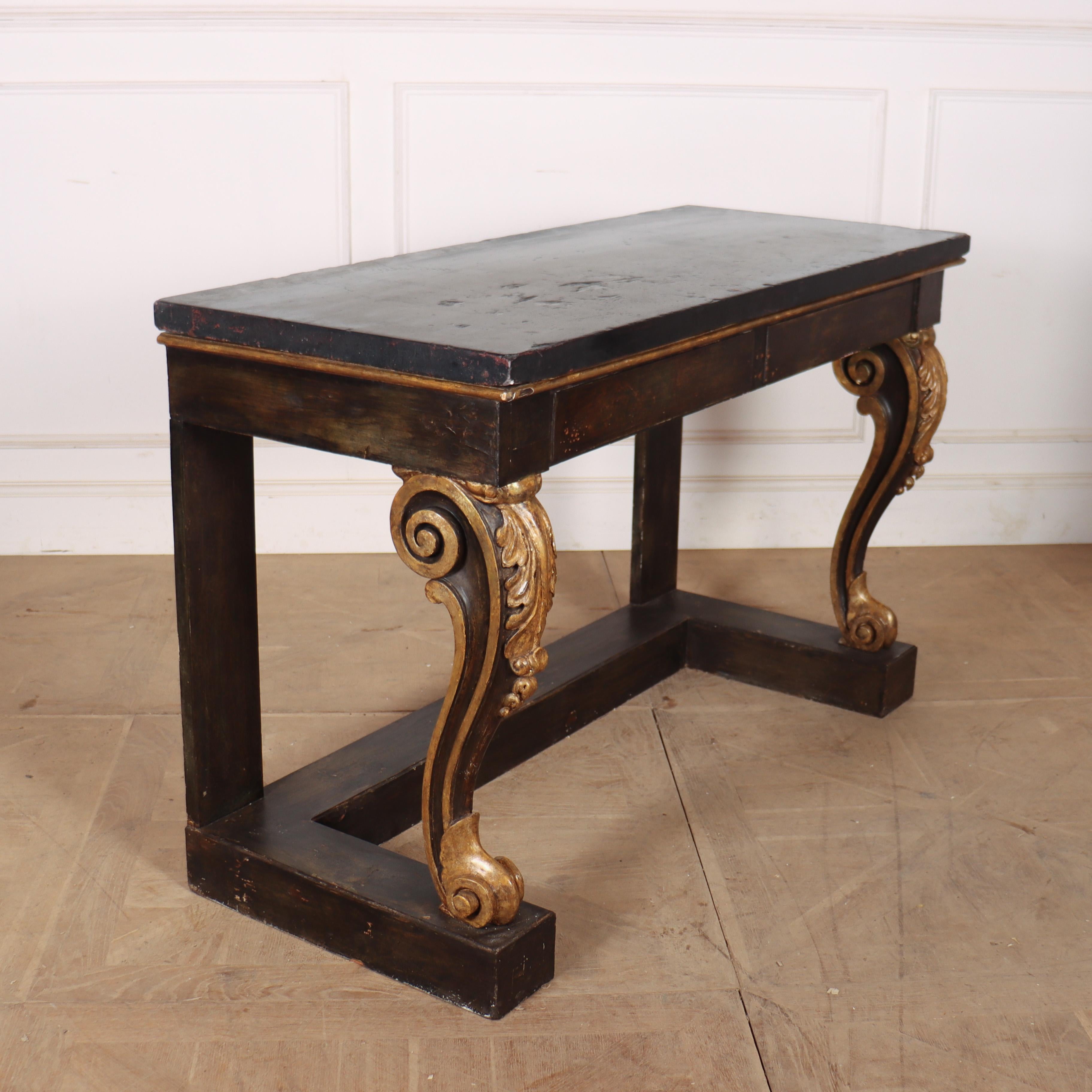 Pine English Carved and Painted Console Table For Sale