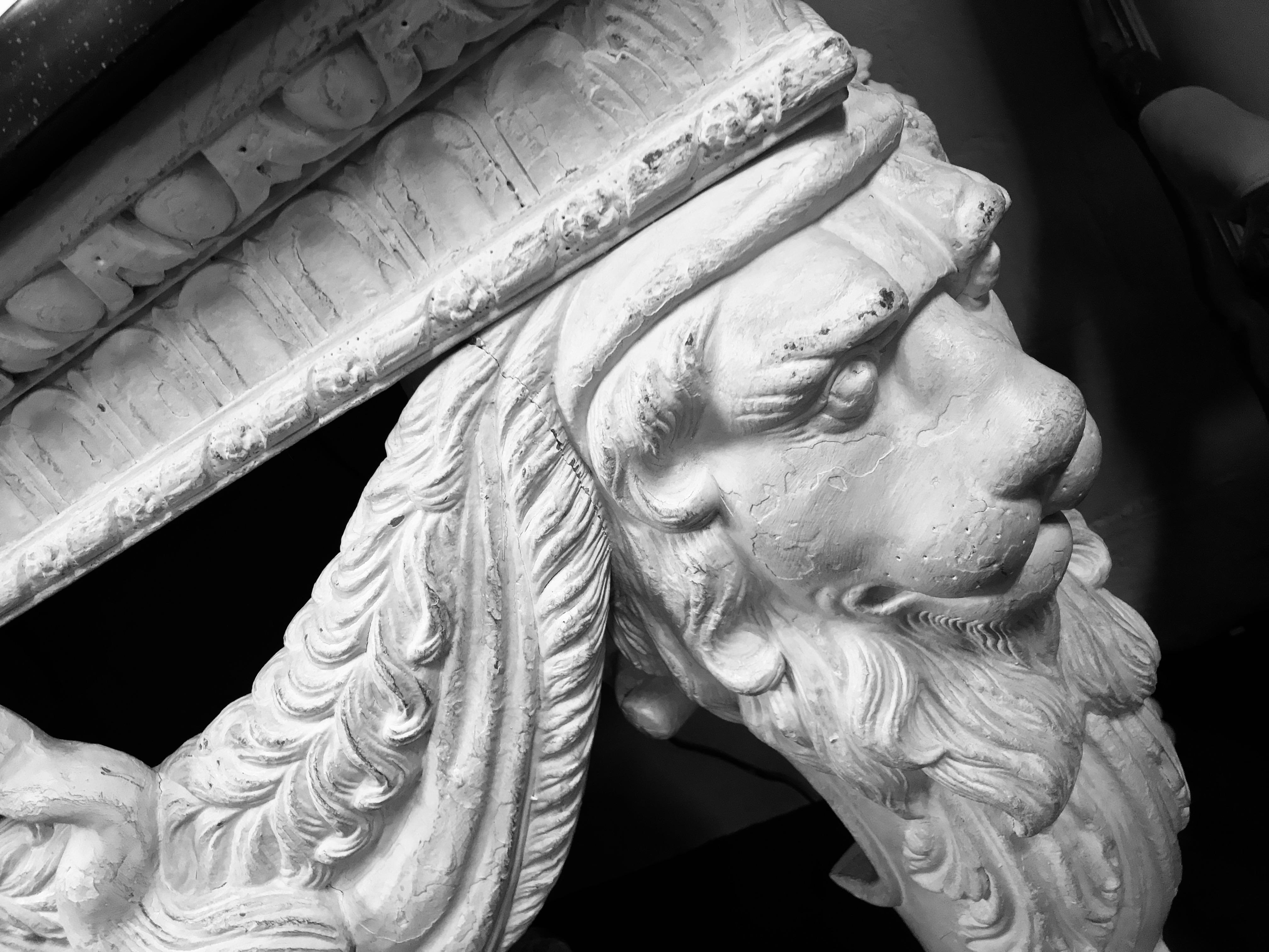 English Carved and Painted Mahogany Console Table with a Solid Porphyry Top 2