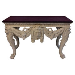 English Carved and Painted Mahogany Console Table with a Solid Porphyry Top