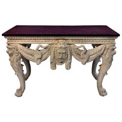 English Carved and Painted Mahogany Console Table with a Solid Porphyry Top