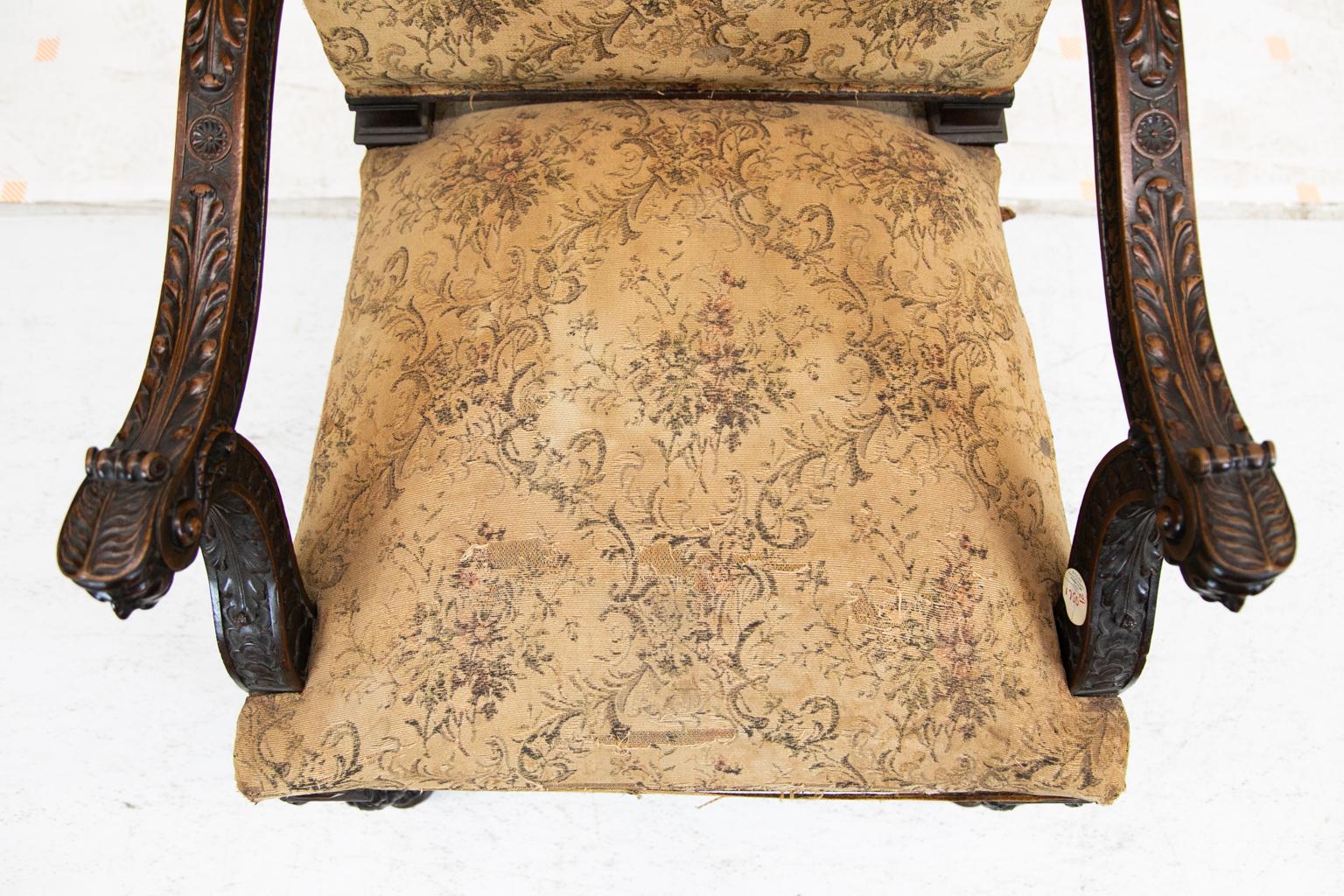 English Carved Bergère Chair In Good Condition In Wilson, NC