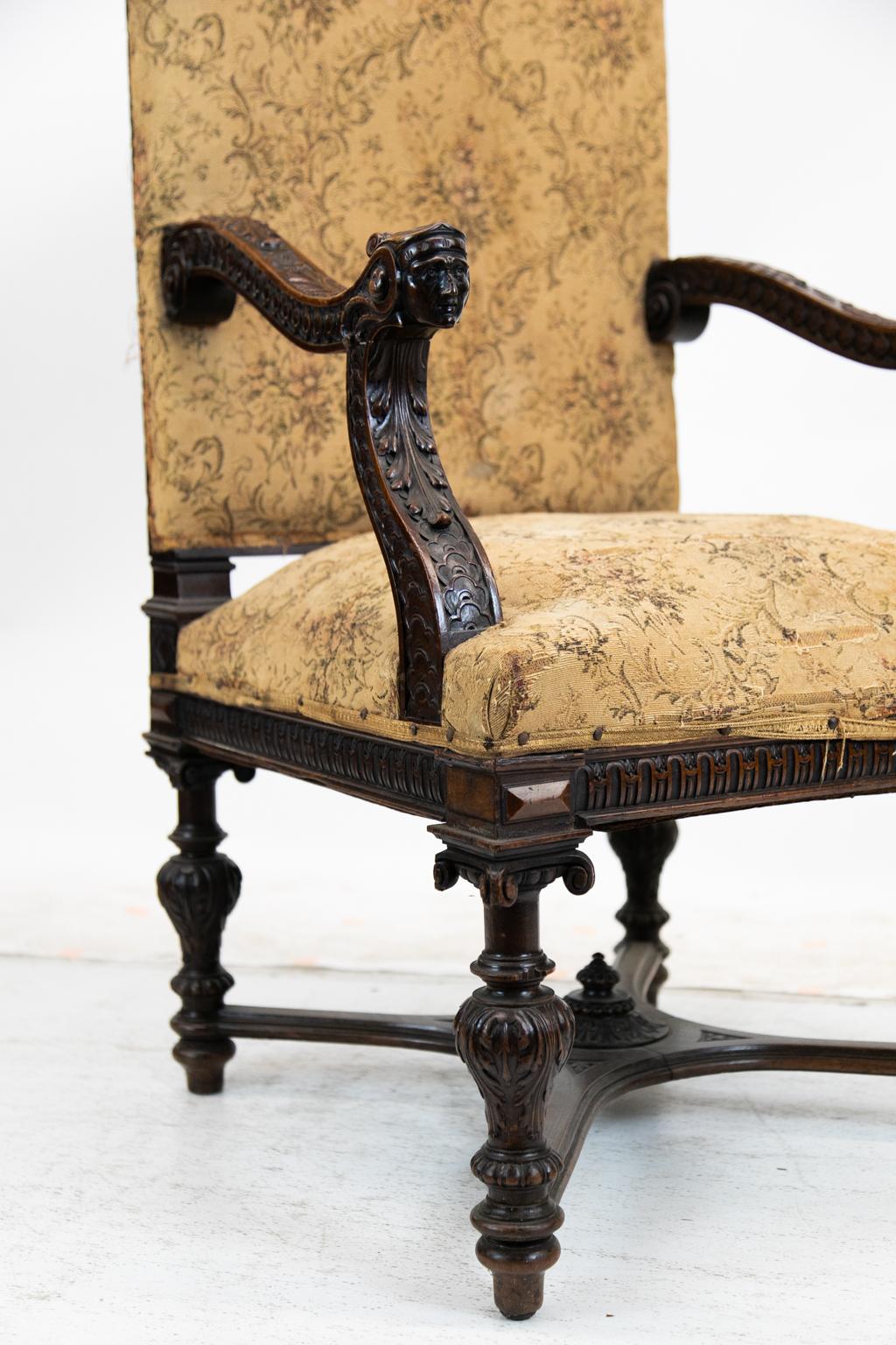 Late 19th Century English Carved Bergère Chair