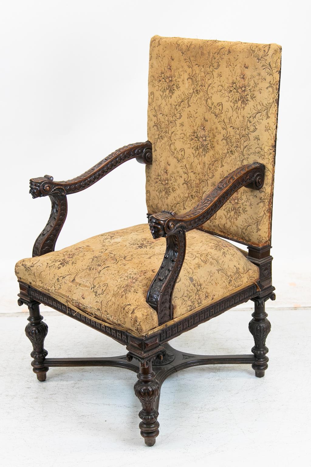 English Carved Bergère Chair 1