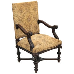 Antique English Carved Bergère Chair