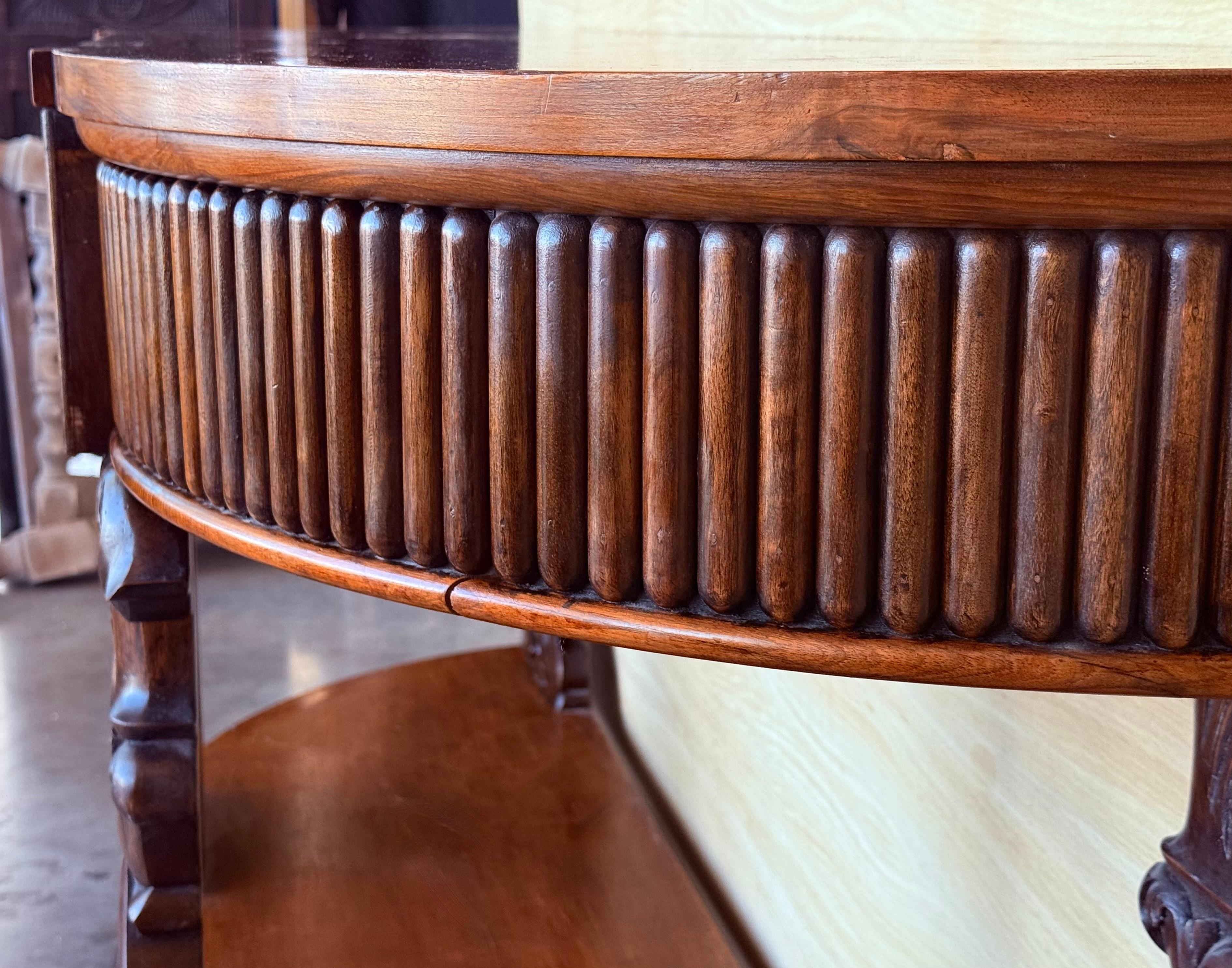 English Carved Console with Book-matched Veneer and Three Drawers For Sale 3