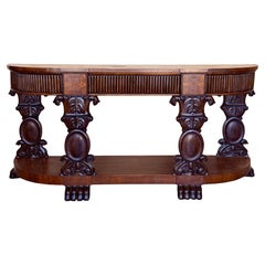 English Carved Console with Book-matched Veneer and Three Drawers
