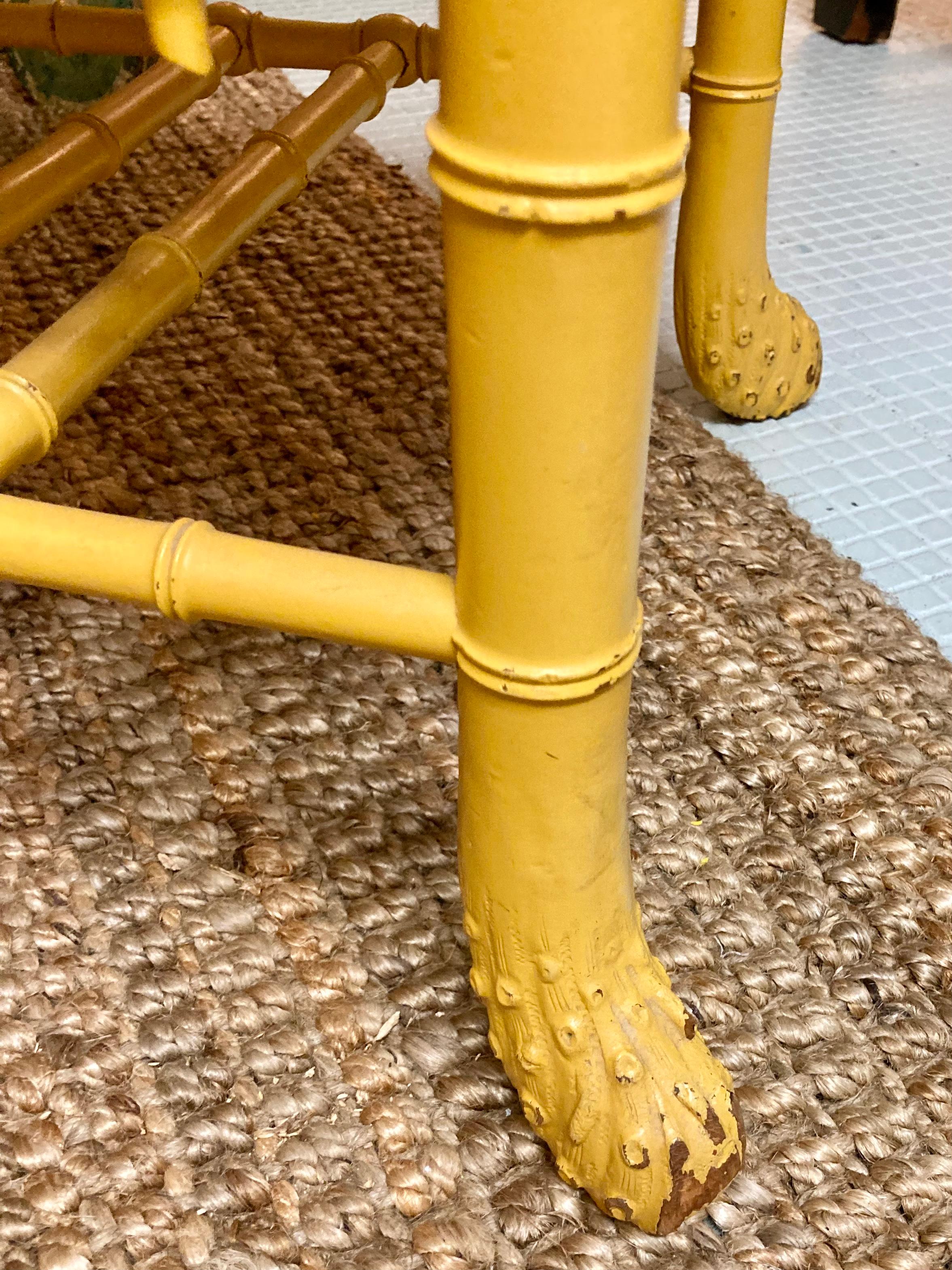 English Carved Faux Bamboo Side Chairs in Yellow Finish, a Pair For Sale 8