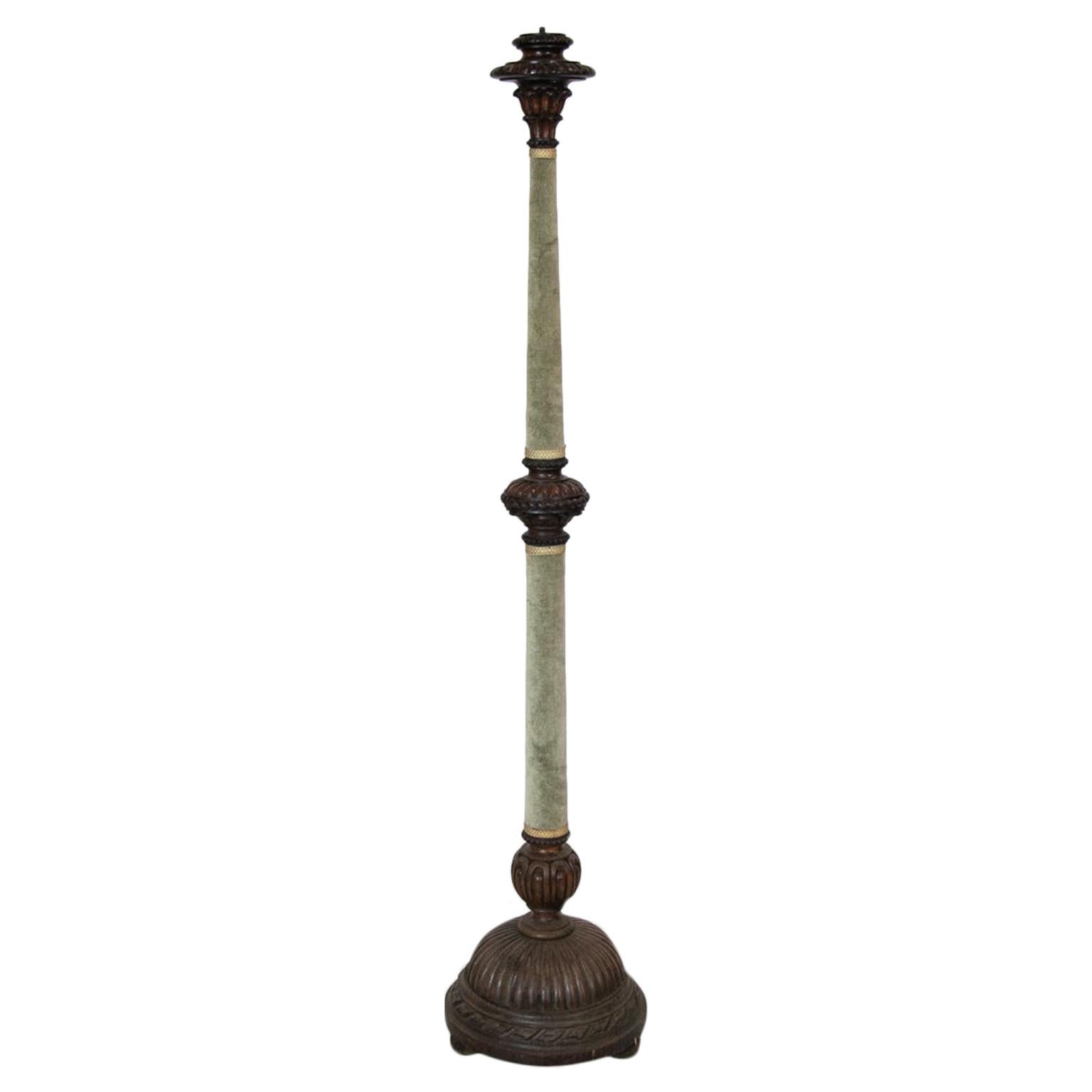 English Carved Floor Lamp For Sale