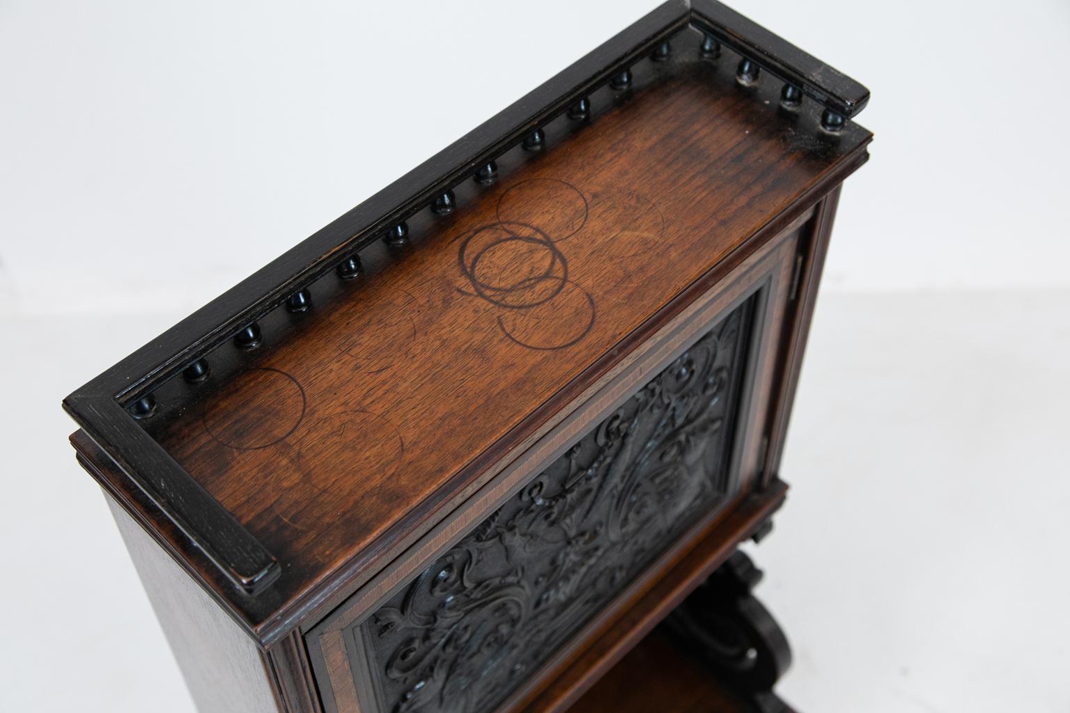 19th Century English Carved Inlaid Cabinet For Sale
