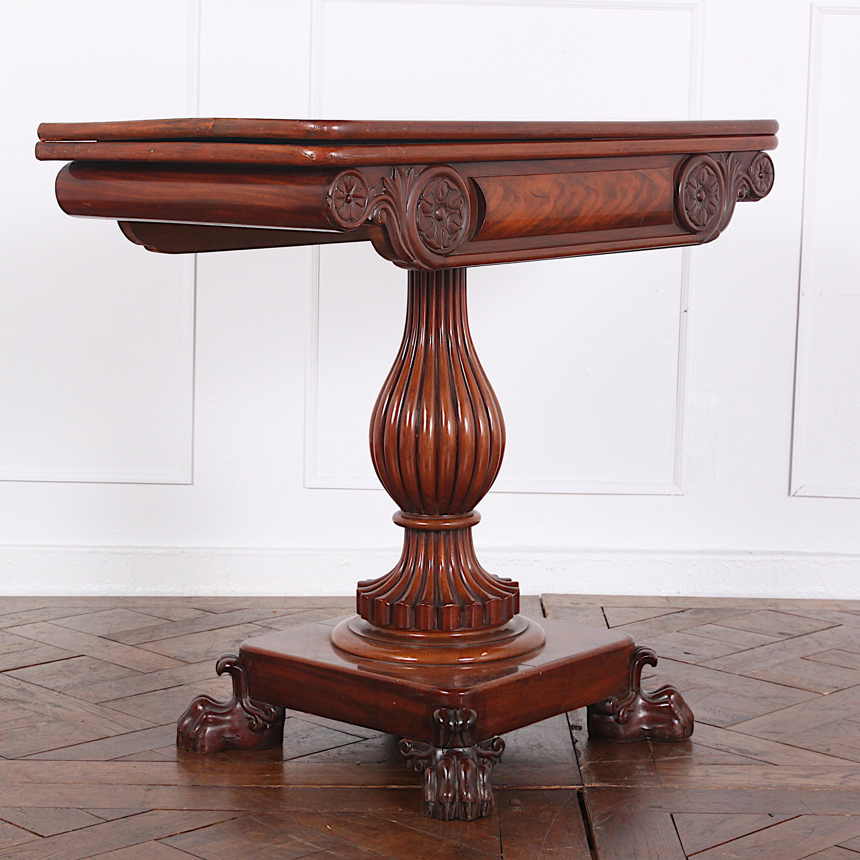 Victorian English Carved Mahogany Flip-Top Games Table