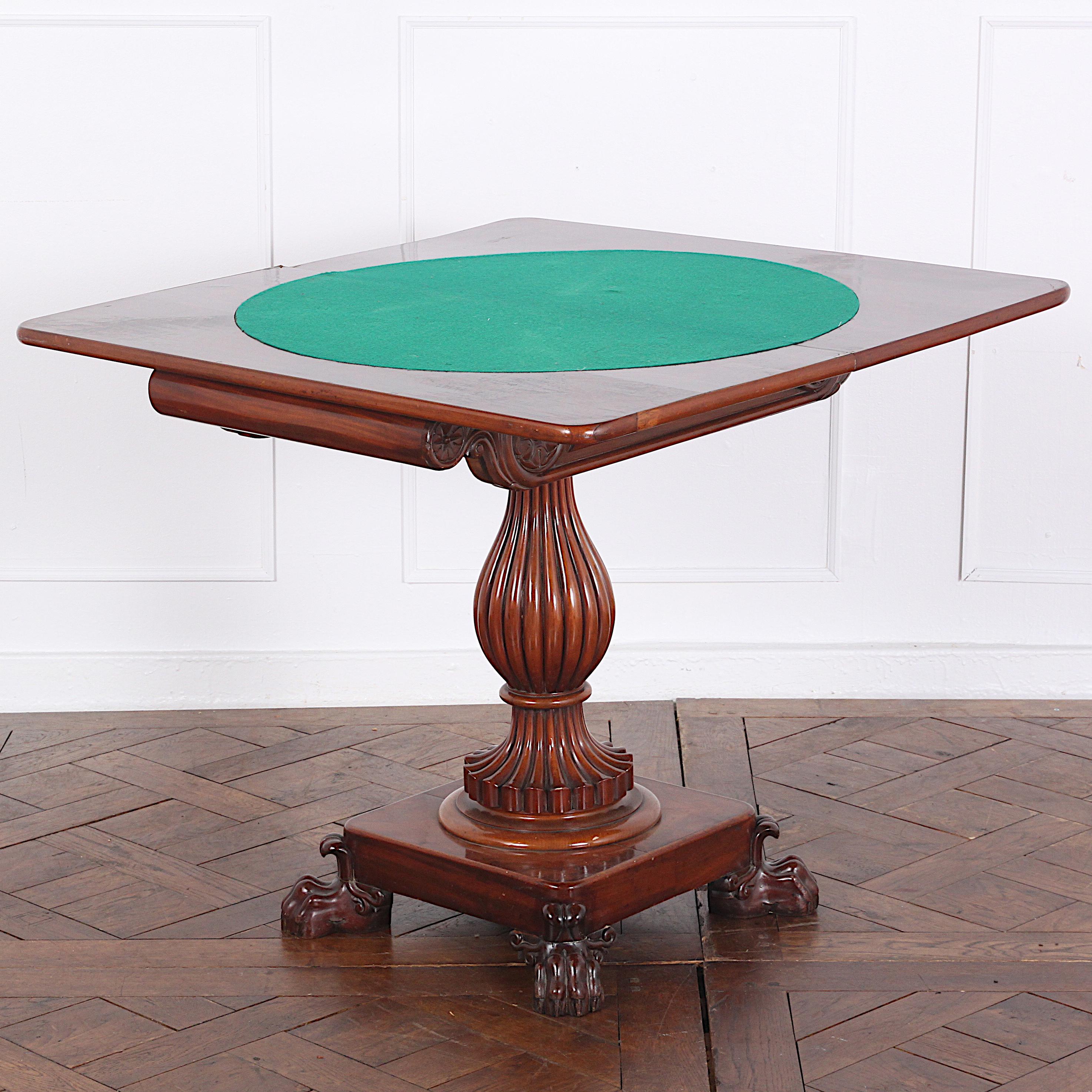 English Carved Mahogany Flip-Top Games Table In Good Condition In Vancouver, British Columbia
