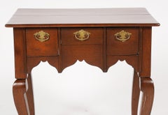 English Carved Mahogany Queen Anne Style Petite Three-Drawer Lowboy