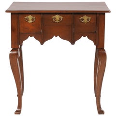 English Carved Mahogany Queen Anne Style Petite Three-Drawer Lowboy