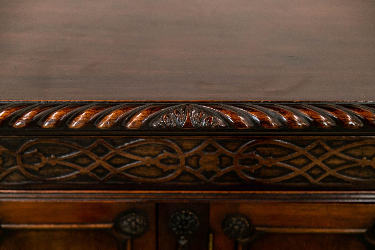English Carved Mahogany Serving Cabinet  For Sale 2