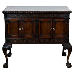 English Carved Mahogany Serving Cabinet 