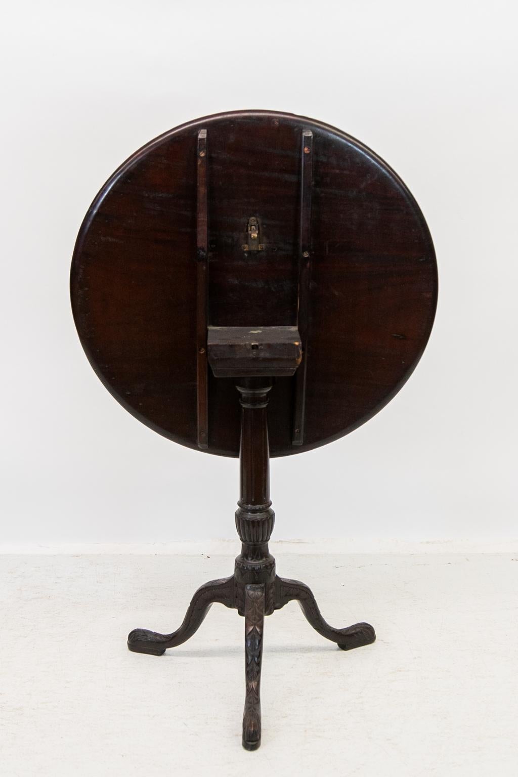 Late 19th Century English Carved Mahogany Tripod Table