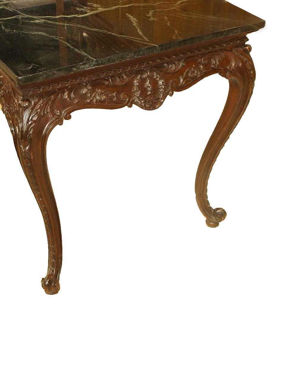 Hand-Carved English Carved Marble Top Center Table For Sale