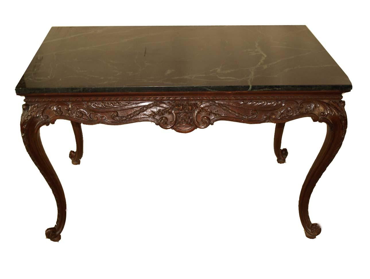 Mid-19th Century English Carved Marble Top Center Table For Sale