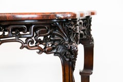 Console anglaise sculptée avec plateau en marbre
