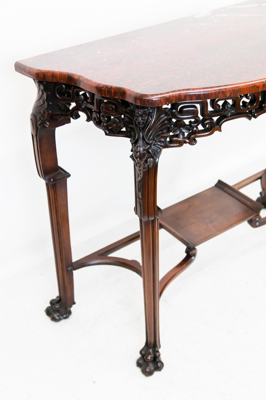 English Carved Marble-Top Console Table 1