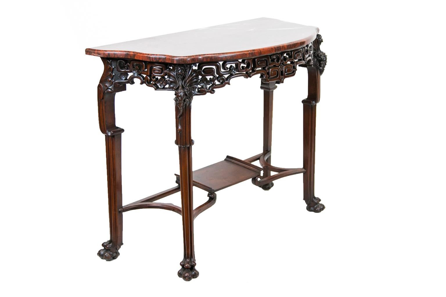 English Carved Marble-Top Console Table 3