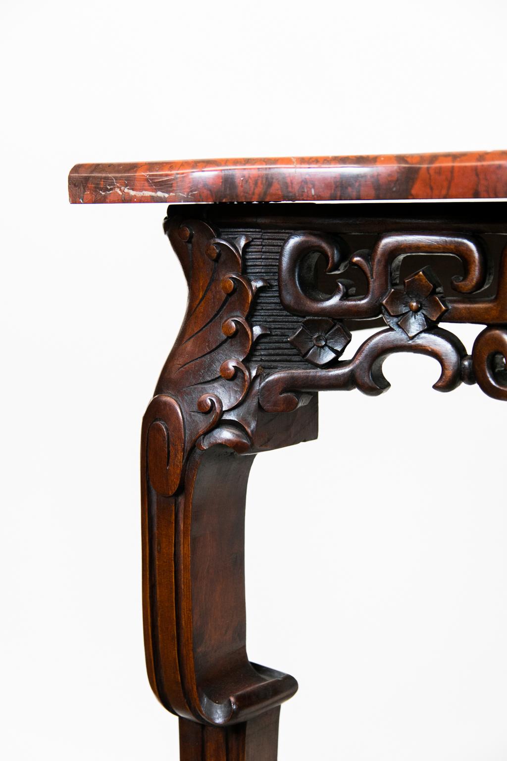 English Carved Marble-Top Console Table 4