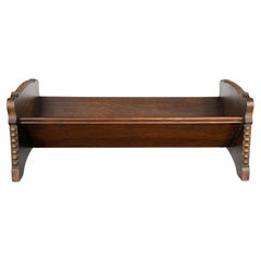 English Carved Oak Beaded Table Top Book Trough Rack Stand, Circa 1930