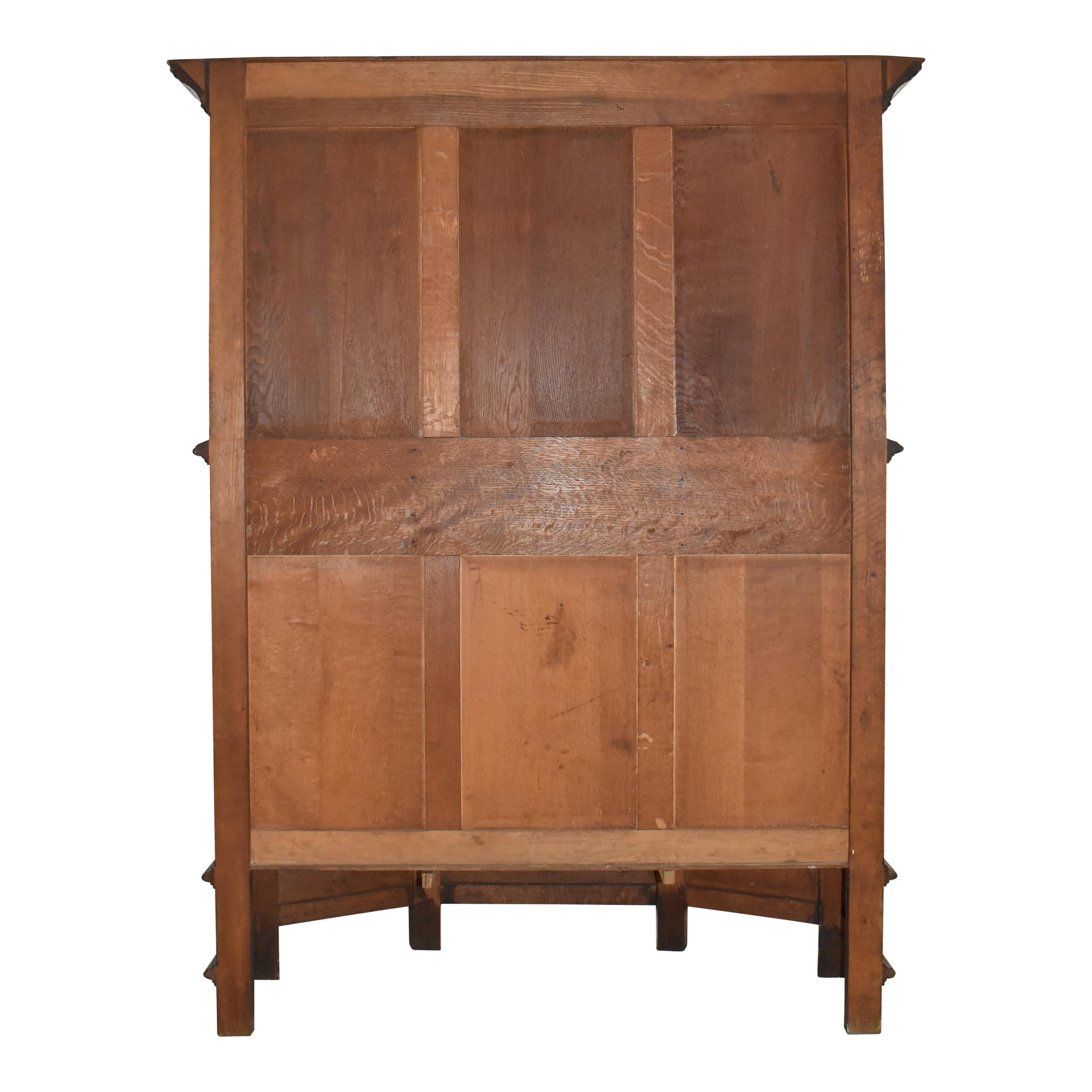 English Carved Oak Breakfront Cabinet, circa 1900 For Sale 9