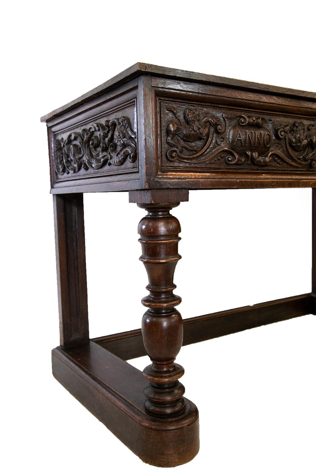 Late 19th Century English Carved Oak Console Table