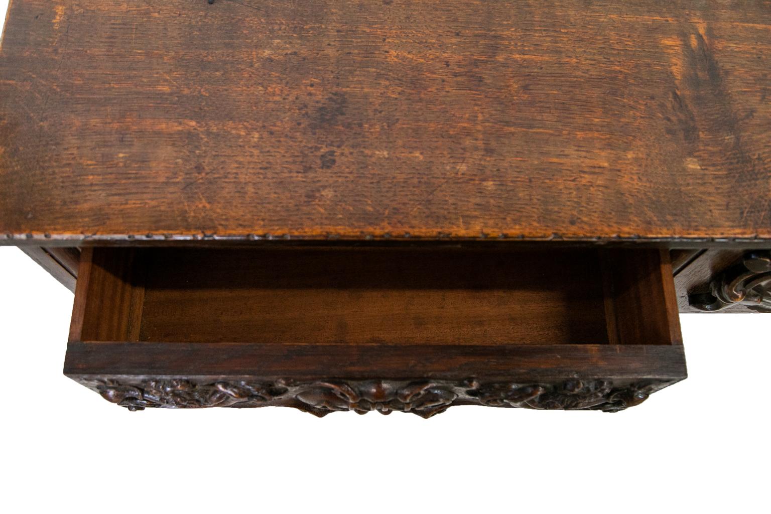 English Carved Oak Console Table 1