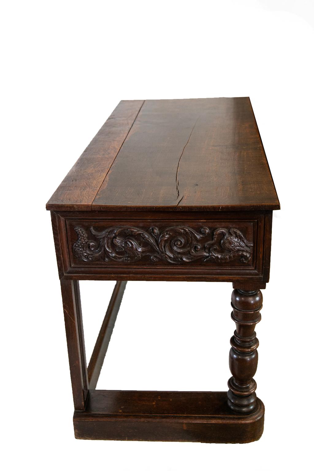 English Carved Oak Console Table 2