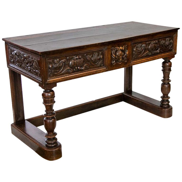 English Carved Oak Console Table For Sale at 1stDibs